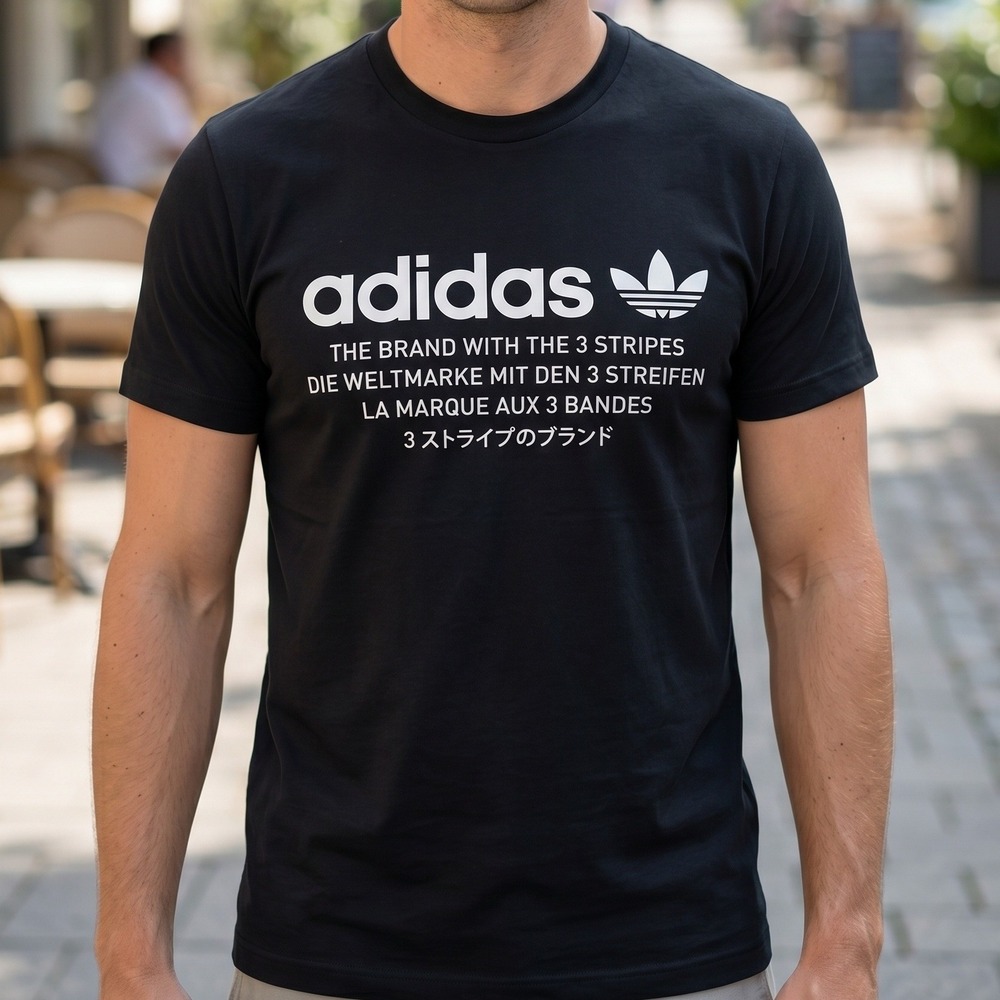 Adidas Originals Mens Black The Brand With The 3 Stripes Trefoil Graphic T-Shirt